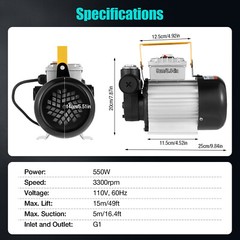110V Motor Oil Fuel Fluid Extractor Electric Transfer Pump Self Priming