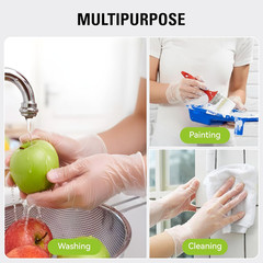 SWIFTLITE Disposable Vinyl Gloves, Food Safe, Latex-Free Powder-Free Clear Plast