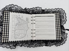 Vintage 1990s Black White Gingham Lace Address Book Cameo Victorian Gothic NOS