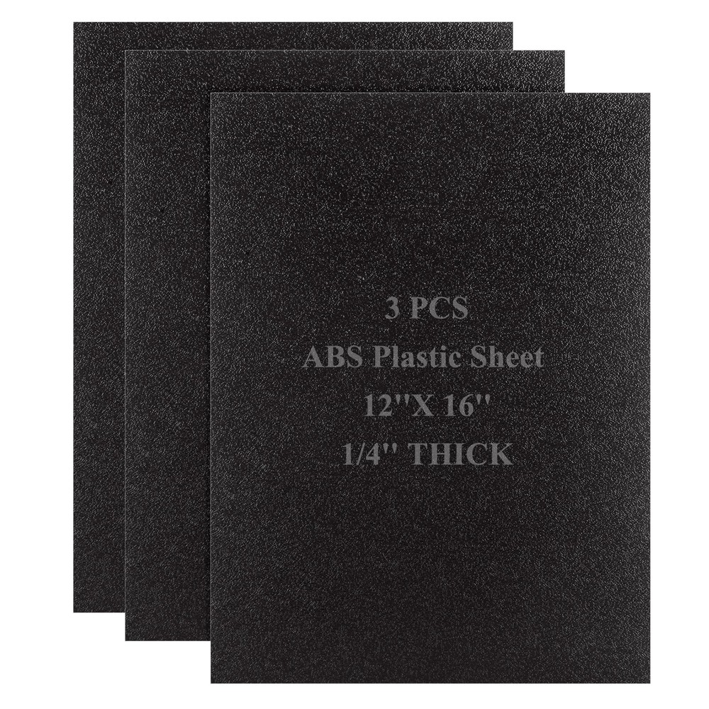 3 PCS 1/4 ABS Plastic Sheet 1/4 Inch Thick 12″ x 16″ Black Plastic Sheet PVC …