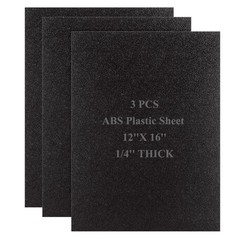 3 PCS 1/4 ABS Plastic Sheet 1/4 Inch Thick 12″ x 16″ Black Plastic Sheet PVC …