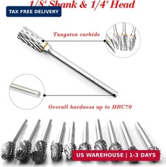 Carbide Rotary Burr Set – BIGOU 10PCS Double Cut Carving Burr Bits Tungsten Carb
