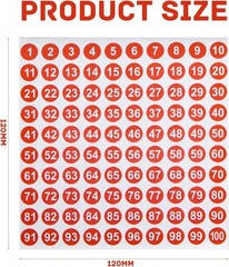 16 Sheets Small Round Number Stickers Self Adhesive Labels for Office, Home