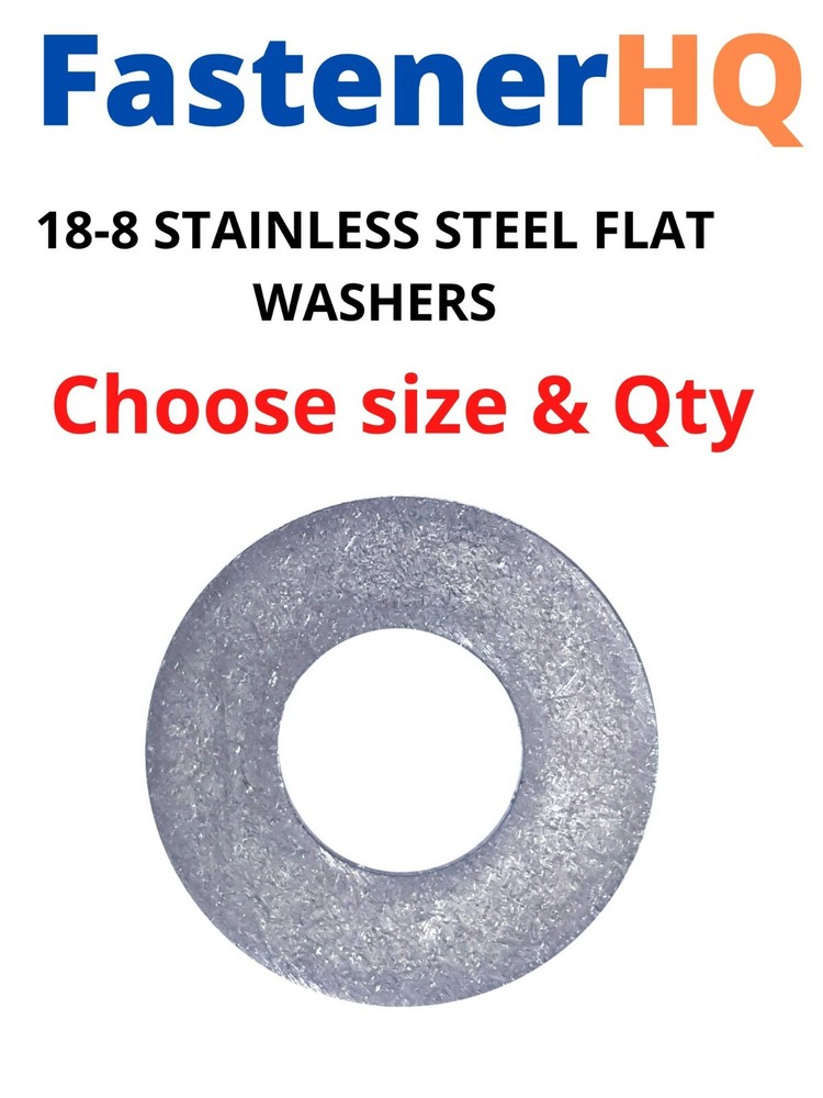 USS Flat Washer 18-8 Stainless Steel, choose size & Qty