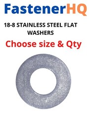 USS Flat Washer 18-8 Stainless Steel, choose size & Qty