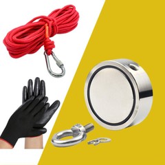 800LBS Double Sided Fishing Magnet Rope Kit Super Strong Neodymium Pulling Force