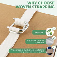 3/4″ X 330′(100M) Woven Cord Strapping Roll, 2500Lbs Break Strength, Heavy Duty