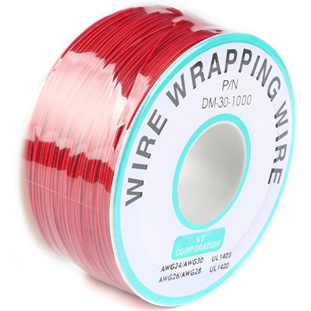 Red Electronic Wire – DM-30-1000, 30 AWG Single Core, Tinned Copper Solid Cable,