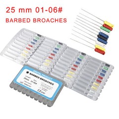 50Pcs Dental Barbed Broaches #1-6 25mm Assorted Handle Endodontic File Stainless