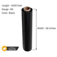 18″ 80 Gauge Pallet Wrap Stretch Film – Black Hand Shrink Wrap, 4 Rolls