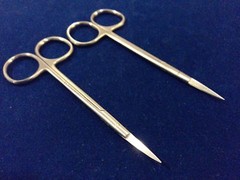 2 FINE POINT IRIS SCISSORS STRAIGHT+CURVED 3.5″ MICRO SURGICAL INSTRUMENTS