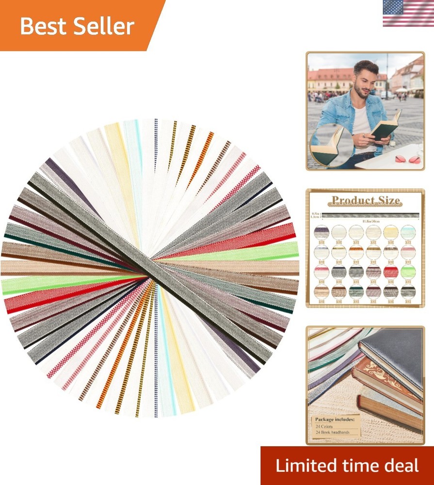 Durable Cotton Book End Bands – 24 Colorful Cuttable Bookbinding Supplies