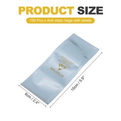 100 Pcs Anti Static Bags Shielding Bag 2.4″ x 5.9″ Open Top, Silver Gray