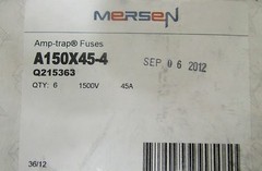 FERRAZ SHAWMUT MERSEN A150X45 4 1500V Form 101 45 AMP Trap Q215363 *PER FUSE*