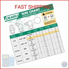OURU 50PCS 1/4″-28 SAE Grease Fittings Kit, Zerk Grease Fittings 90 Degree with