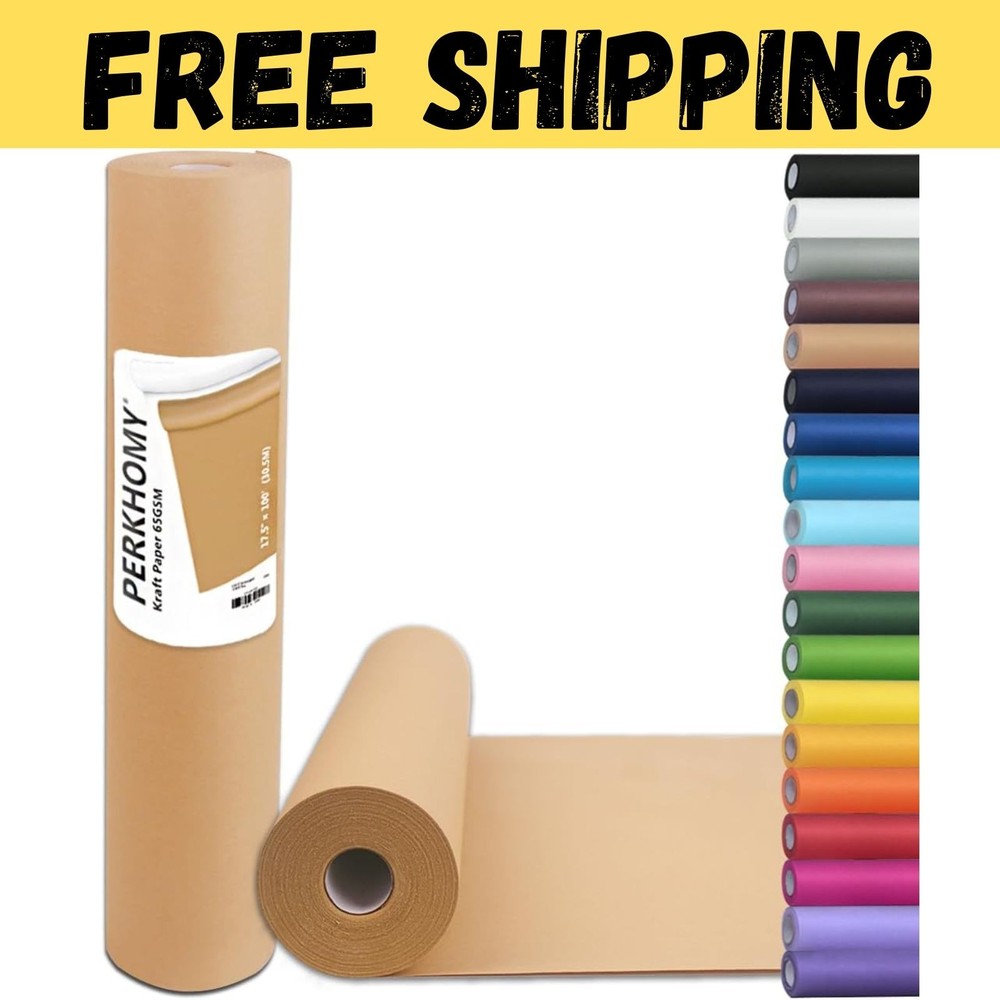 17.5″ x 1200” Brown Kraft Paper 50 lb Basis Thick Roll Packaging Shipping NEW**