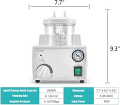 Portable Veterinary Suction Machine – 1000mL Canister – Quiet 11L/min Pump
