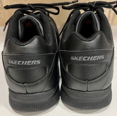 New Skechers Work 77156 Memory Foam Slip Resistant Black Lace Shoes Size 13 Wide