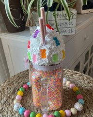 Farmhouse Candy Bear Ice Cream Confetti Sundae. Faux Pint Size Dessert Decor.