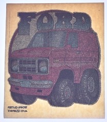 Original VINTAGE 1970s Heat Transfer | Ford Van (silver glitter)