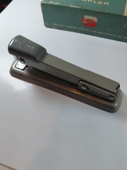 Vintage Bates 56 Desk Stapler Grey with Original Box & Swingline Staples USA