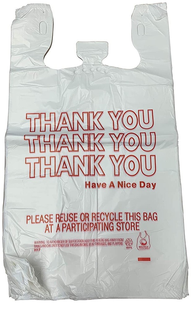 THANK YOU T-Shirt Bags 11.5″ x 6.5″ x 21″ White Plastic Shopping bag 50 – 1000