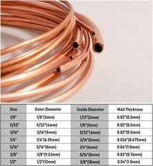 Copper Tube 3/16″ ID × 1/4″ OD (5-6.35Mm) Seamless round Pipe Tubing (3.28FT)