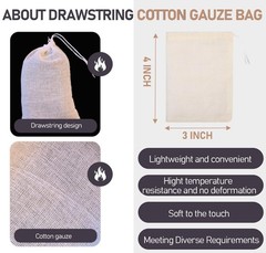 Spice Bags for Cooking – 50PCS Reusable Tea Bags,Reusable Sachet Drawstring Pack