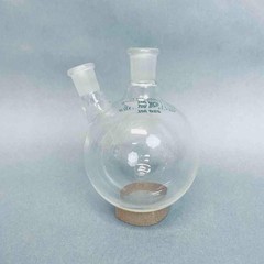 Chemglass Round Bottom Flask 2 Neck 250 ml 14/20 Joints Angled Neck