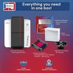 Bodno Evolis Primacy 2 Dual Sided ID Card Printer & Complete Supplies Package