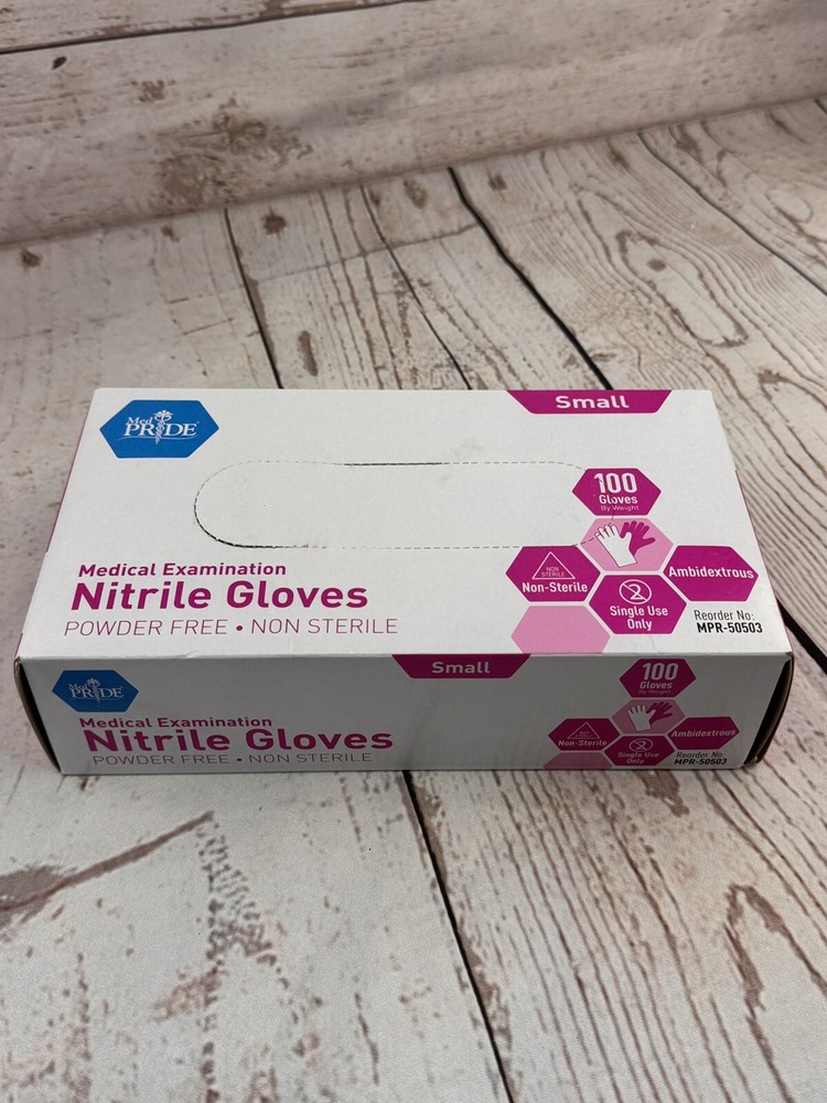 MedPride Powder-Free Nitrile Exam Gloves, small – 100 Count
