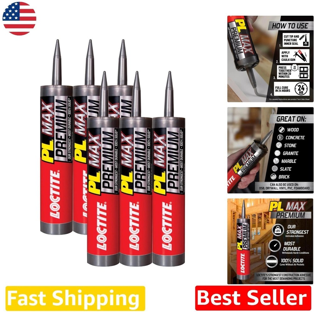 PL Max 9oz Cartridge 6pk – Strong Waterproof Polyurethane Construction Adhesive