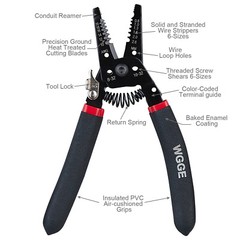 WGGE WG-013 Wire Stripper and Cutter 7” ,Cuts, strips wire and loops 10-20 AWG
