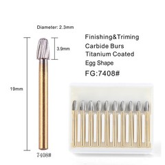 10Pcs Dental Tungsten Carbide Burs Trimming & Finishing Egg Football Bur FG 7408