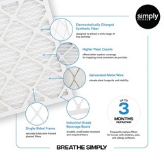 Simply 14x18x1 Air Filter, Merv 8, 6 Pack, For Home AC Furnace 14x18x1, White
