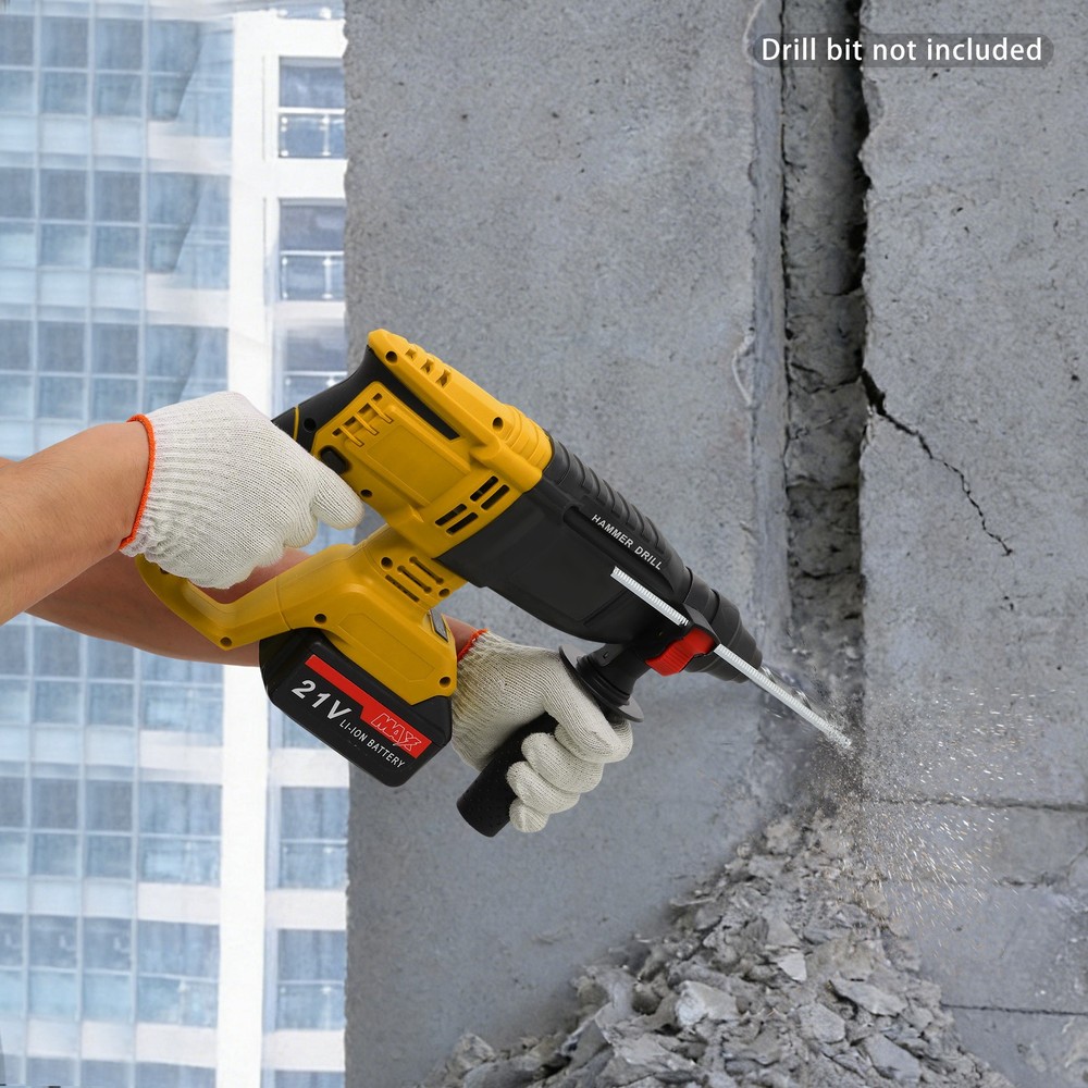 Impact Hammer Drill Battery-Powered Hammer Drilling Machine w/ 4 Modes 800W