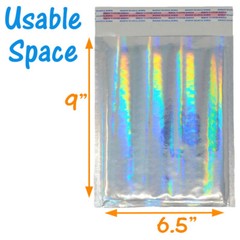 6×10 Pink & Hologram Metallic Bubble Mailers Holographic Air Shipping Envelopes