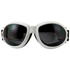 Birdz Eyewear Eagle Motorcycle Padded Goggles White Frame + Smoke Lens