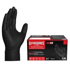 X Large Pack of 100 Black Nitrile Gloves 6 Mil Disposable Protective Gloves