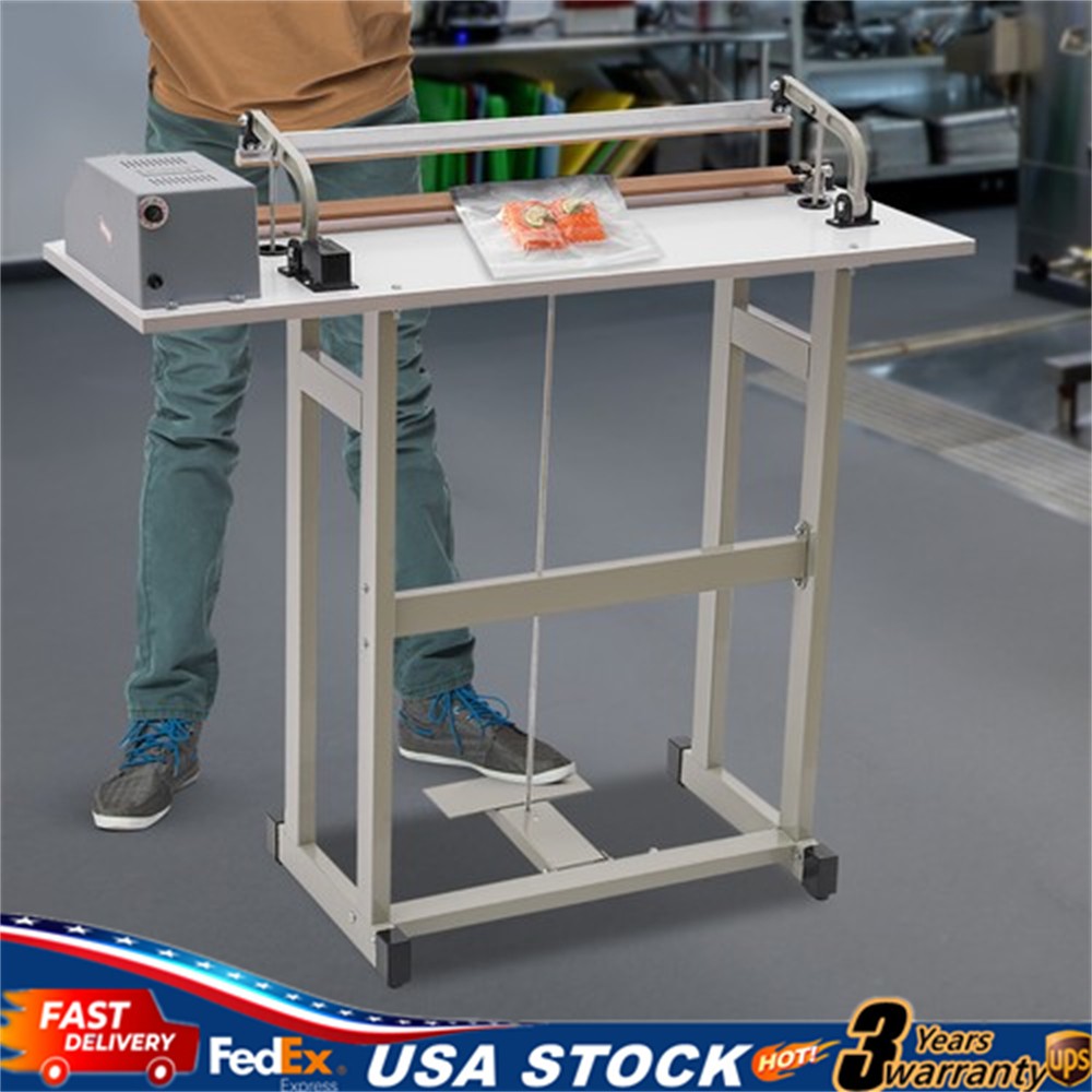 22.83″ Foot Pedal Impulse Sealer Heat Seal Plastic Bag Sealing Machine w/ Cutter
