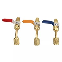 1/4″ SAE Angled Small Ball Valve 3PCS AC Refrigerant Charging Hoses