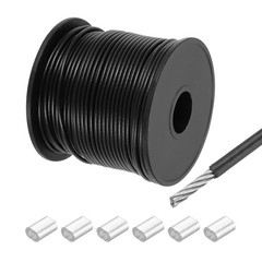 131Ft(40M) Wire Rope 304 Stainless Steel Cable 1/12″ 6pcs Sleeve Black