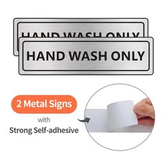 2 PACK Hand Wash Only Sign Self-adhesive Waterproof Aluminum Metal Signs for …