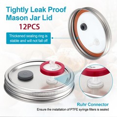 12pcs Liquid Culture Mason Jar Lids Regular Mouth for Mycology Rubber Stopper