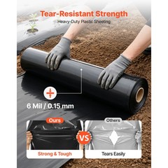 Uimoso 6 Mil Black Plastic Sheeting Roll 20 x 100 ft Durable Polyethylene Film