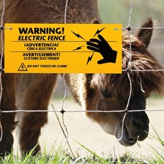 Blulu 8 Pieces Electric Fence Warning Signs 10 10×4 inches, yellow and black