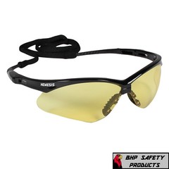 12 PAIR KLEENGUARD NEMESIS 25659 SAFETY GLASSES SHOOTING AMBER LENS BLACK FRAME