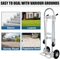 1000 Lbs Aluminum Hand Truck Convertible 2 in 1 Heavy Duty Folding Dolly Cart