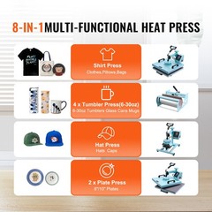 VEVOR Heat Press Machine 15×15 inch with 30oz Tumbler Press T-Shirts Green