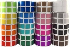 Square Stickers | 0.5″ Inch Square Shape | 1,000 Pack | Pick One Color
